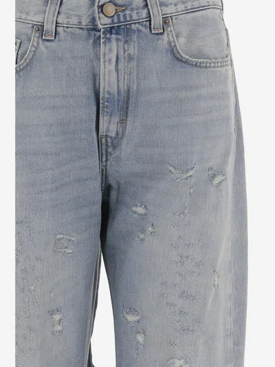 Haikure Distressed Organic Cotton Jeans In Blue