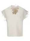 Haikure Distressed Sleeveless Sweater In White
