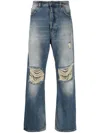 Haikure Distressed Straight Leg Jeans In Blau