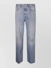 Haikure Distressed Straight Leg Jeans Rivet Detail In Blue