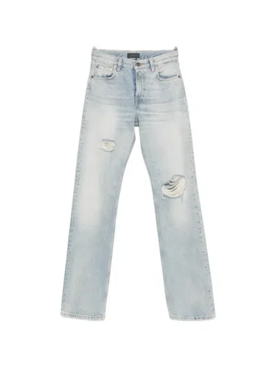 Haikure Distressed Straight-leg Jeans In Blue