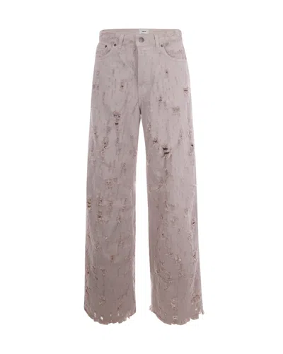 Haikure Distressed Wide-leg Jeans In Purple