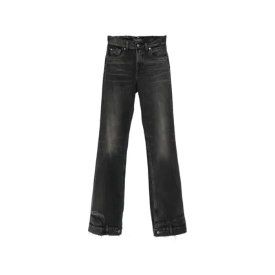 Haikure Distressed-effect Raw-cut Jeans In Black