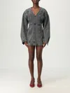 Haikure V-neckline Long Sleeves Denim Texture Visible Seams In Gray