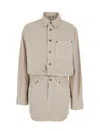 Haikure 'tamu' Beige Dress With Drop Shoulders And Logo Patch On The Back In Brown