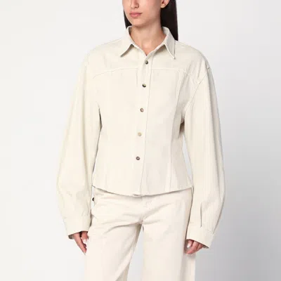 Haikure Button-down Denim Shirt In White