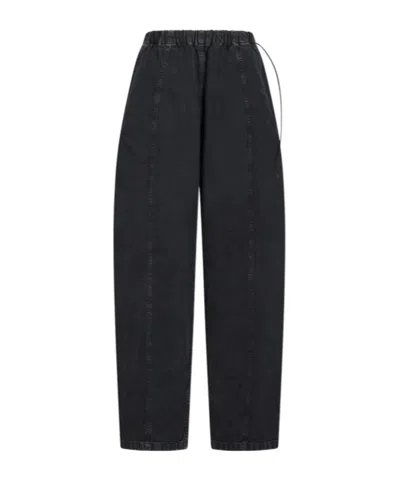 Haikure Elastic Waistband Casual Pants In Black