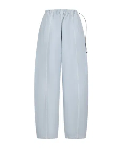 Haikure Elastic Waistband Casual Pants In Blue