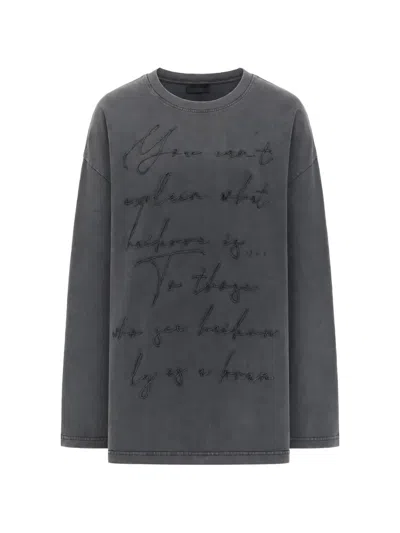 Haikure Embroidered Long-sleeve T-shirt In Gray