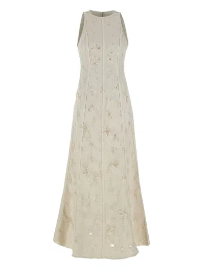 Haikure Embroidered Sleeveless Dress In White