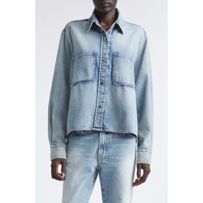 Haikure Emma Distressed Denim Shirt Jacket In Blue