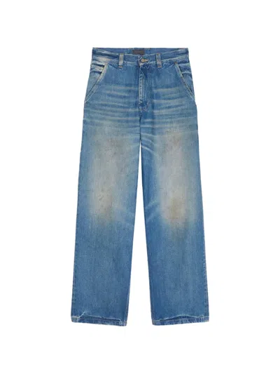 Haikure Faded-effect Wide-leg Jeans In Blue