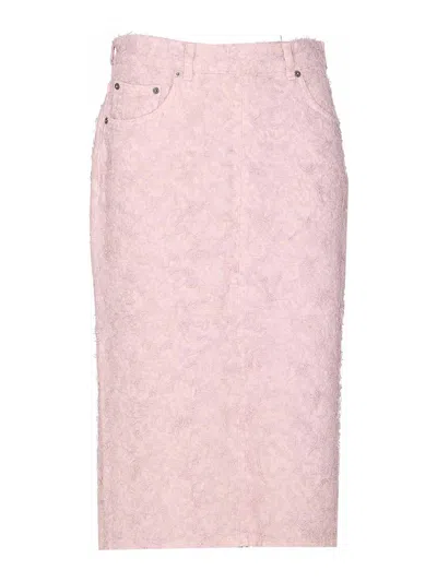 HAIKURE PRIMROSE PINK KIM FUR DENIM SKIRT