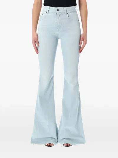 Haikure Flared Jeans In Stretch Cotton Blend In Blue