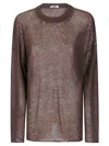 Haikure Crewneck Knitwear Sheer Fabric In Brown