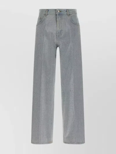 Haikure Five-pocket Denim Trousers Featuring Belt Loops In Blue