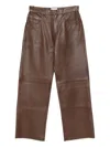 Haikure Five-pocket Leather Pants In Brown