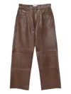 Haikure Five-pocket Leather Pants In Brown