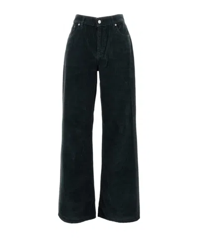 Haikure Five-pocket Ribbed Denim Trousers In Black