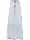 Haikure Serenity Distressed Paneled Denim Maxi Skirt In Blue