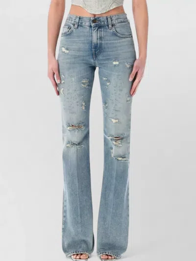 Haikure Flora Broken Straight Leg Mid Rise Jeans In Blue