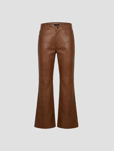 Haikure Flora Silky Leather Jeans In Brown