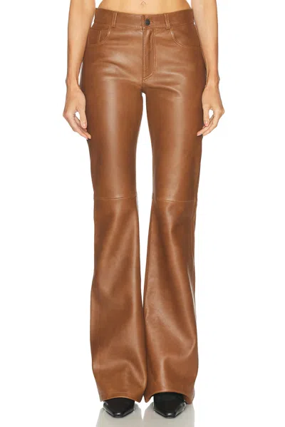 Haikure Flora Silky Leather Pant In Brown