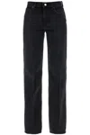 Haikure Womens New Bassano Black Bonnie Logo Leather-patch Wide-leg High-rise Denim Jeans In Black