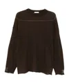 Haikure Frayed-hemline Round-neck Sweater In Brown