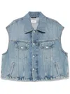 Haikure Boxy Denim Gilet With Pointed Collar