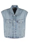 Haikure Boxy Denim Gilet With Pointed Collar