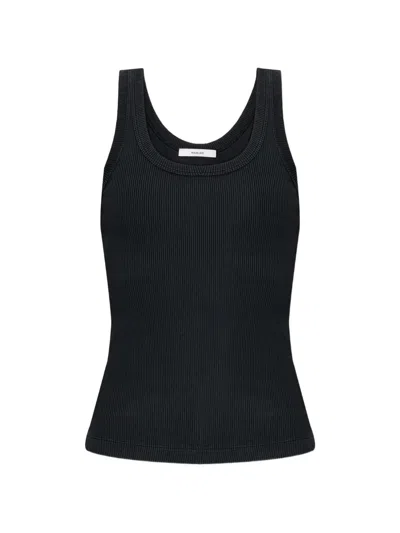 Haikure Gem Ribbed-knit Tank Top In Black