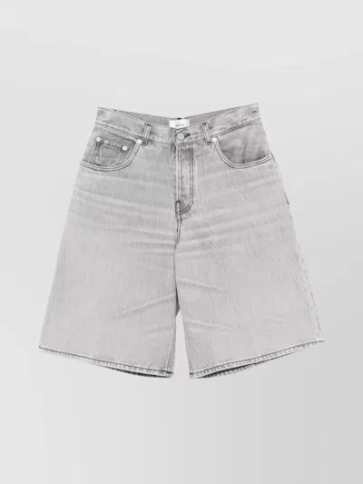 Haikure Grey Fog Becky Shorts With Faded Effect In Fog Grey