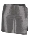 Haikure Asymmetric Metallic Skirt Contrast Patch In Gray