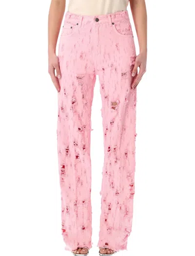 Haikure Bonnie Bull Destroy Cotton Jeans In Pink