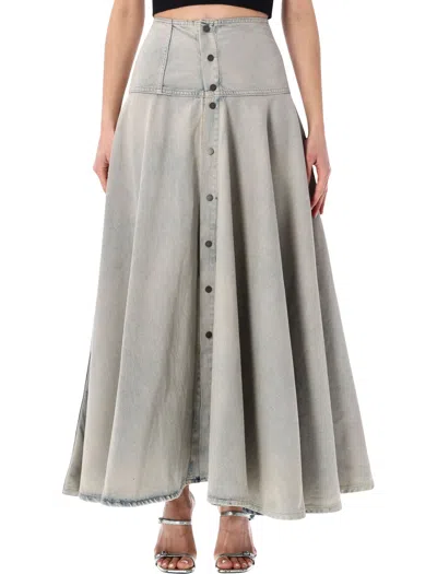 Haikure Thea Light Space Buttoned Midi Skirt In Gray