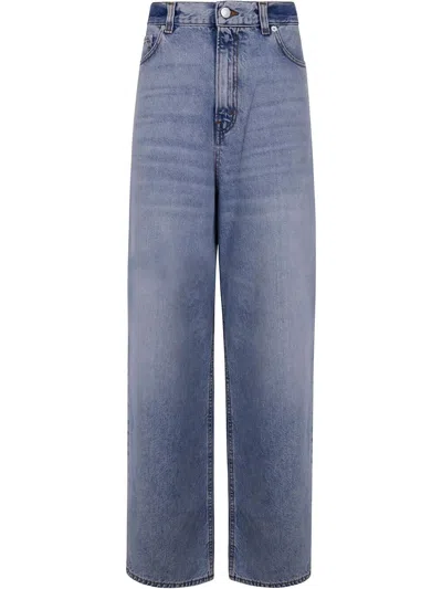 Haikure Men Wide Leg Denim Trousers In Blue