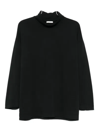 Haikure High-neck Cotton Top In Black