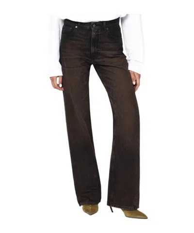 Haikure Brown Vintage Effect Korea Jeans In Multi