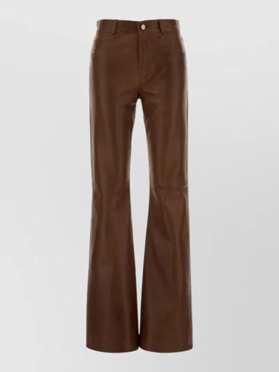 Haikure High Waist Leather Flare Pants Five Pockets In Multi