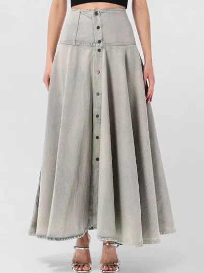 Haikure Thea Light Space Buttoned Midi Skirt In Gray