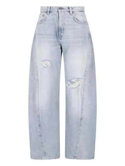 Haikure High-waist Wide-leg Distressed Jeans In Blue