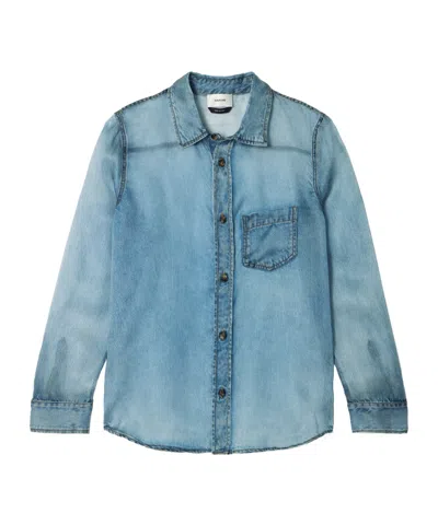 Haikure Illusion-print Chiffon Blouse In Blue