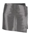 Haikure Asymmetric Metallic Skirt Contrast Patch In Gray