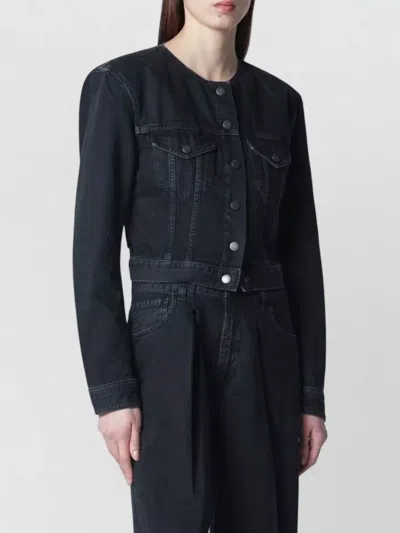 Haikure Jacket Chest Pockets Fitted Waist Long Sleeves In Blue