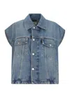 Haikure Boxy Denim Gilet With Pointed Collar