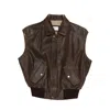 Haikure Leather Gilet In Brown
