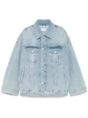 Haikure Denim Boxy Jacket With Spencer In Blue Aqua