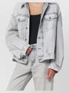 Haikure Janet Denim Jacket Long Sleeves Point Collar Chest Pockets In Gray