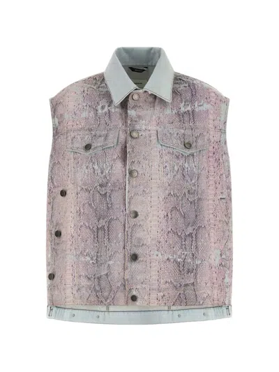 Haikure Janette Denim Collar Snakeskin Pattern Vest In Multi
